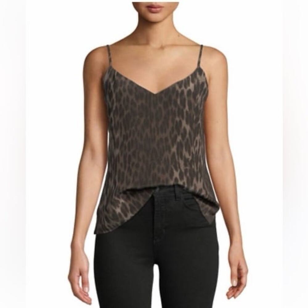 L'AGENCE Jane Silk Animal Print Top